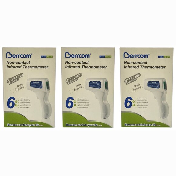 3x Berrcom Non-Contact Infrared Forehead Thermometer Model JXB-178 Body Temp - Picture 1 of 12